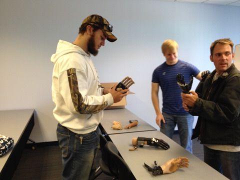 In OT 107, the students receive a presentation on orthotics and prosthetics from a professional in the field.  They are presented with opportunities to handle the technology.